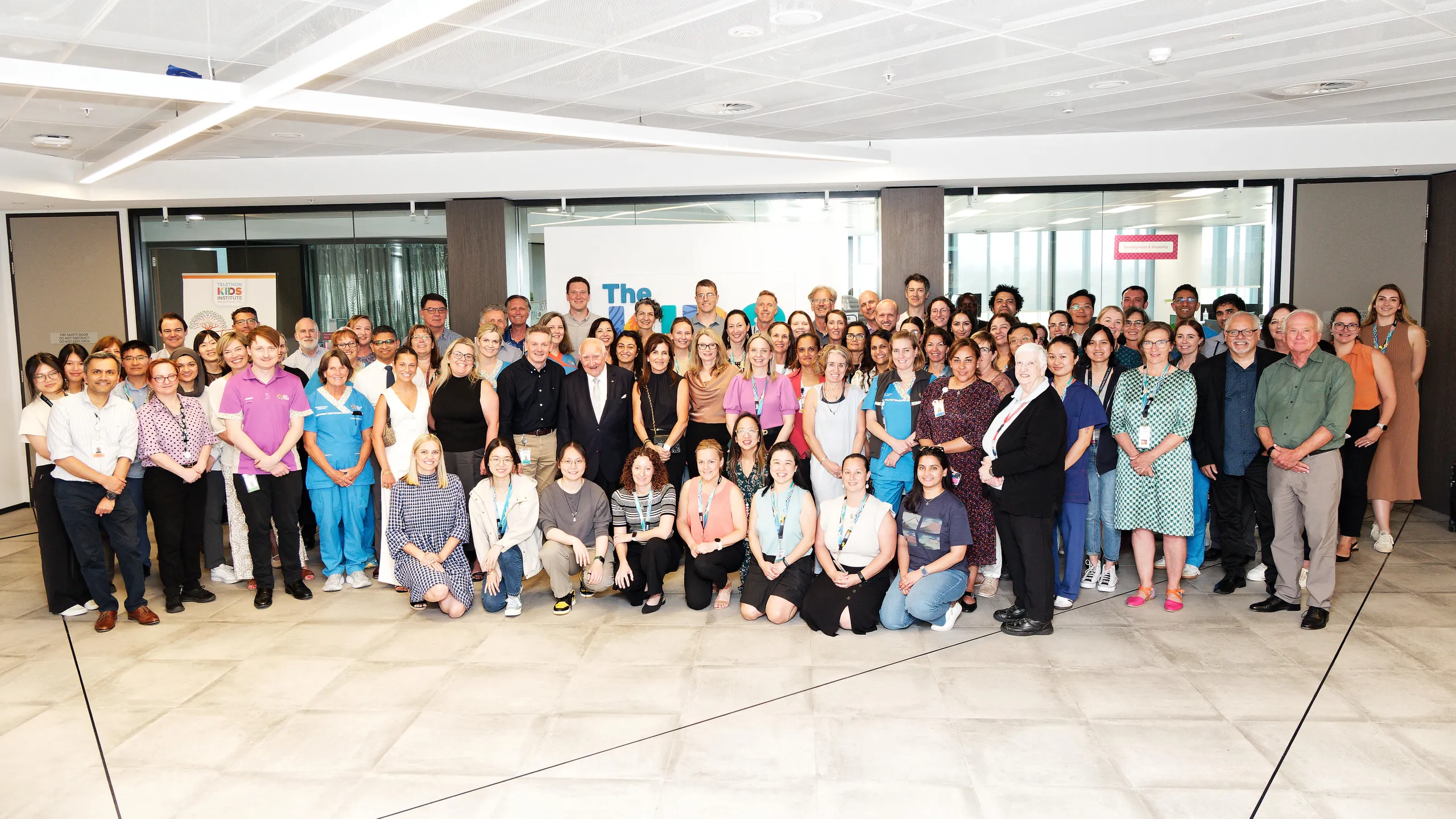 A large group of people gathered for a photo.
