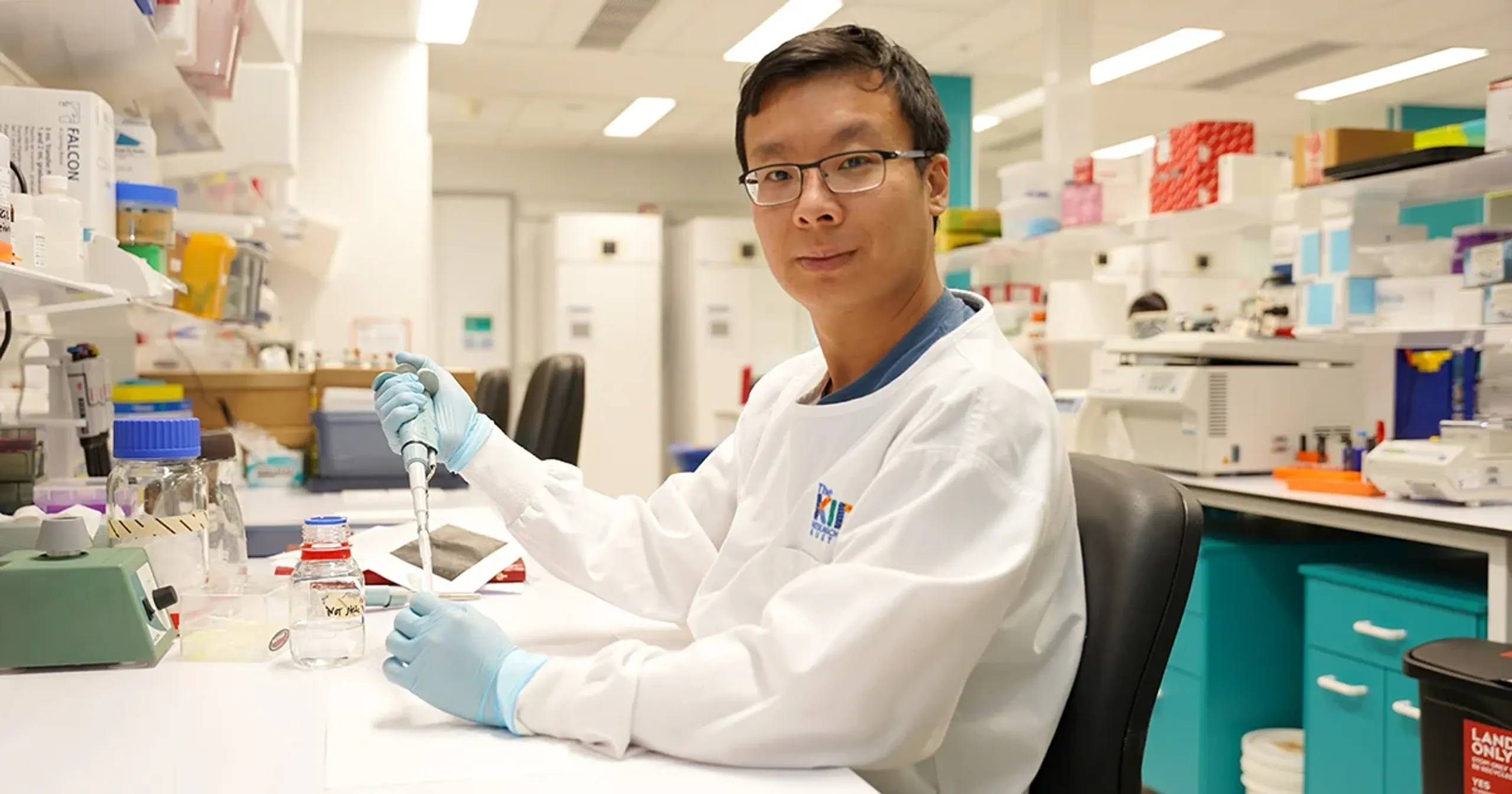 researcher at lab bench
